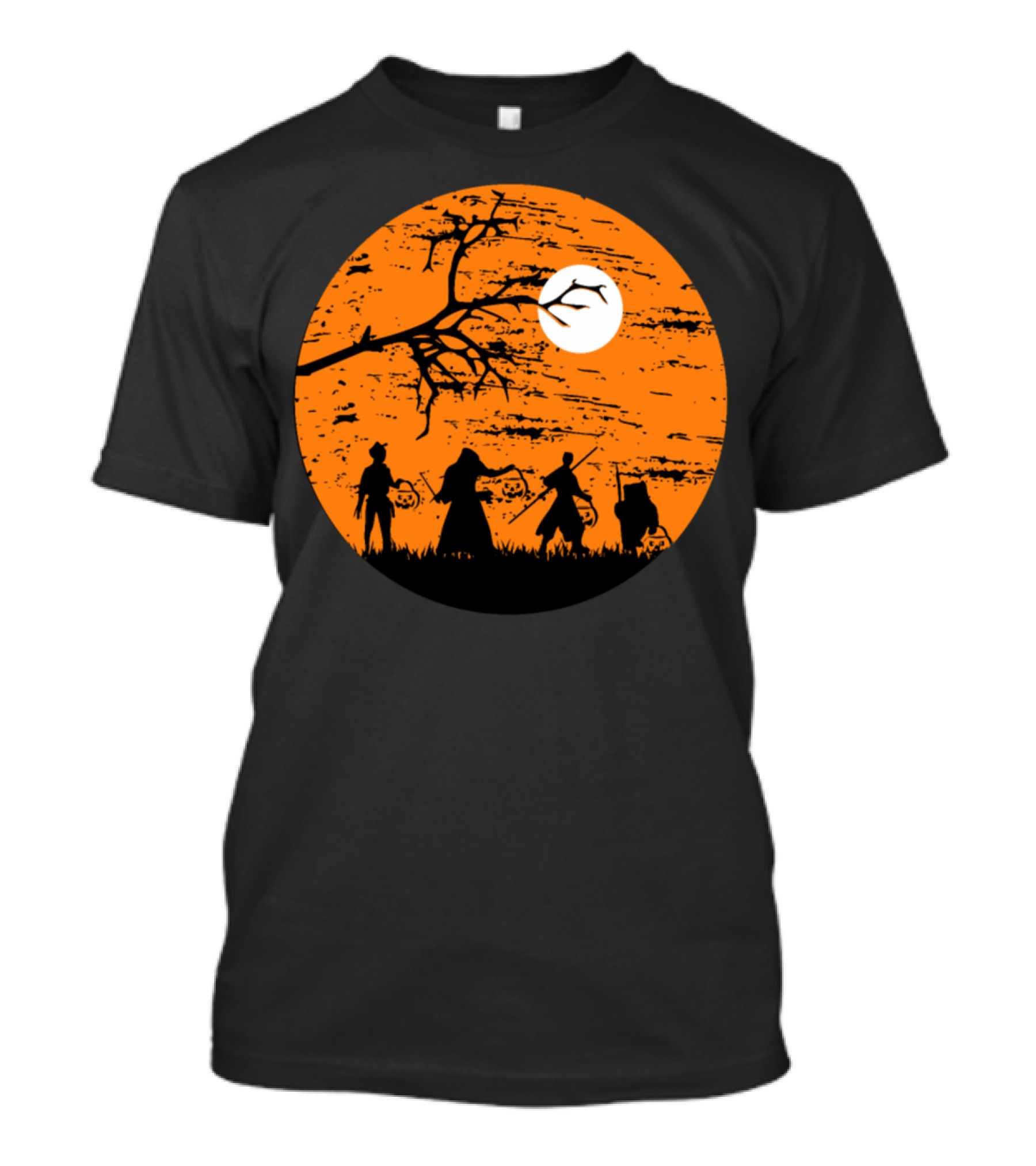Scary Halloween Night Trick Or Treat Silhouettes Moon T-Shirt