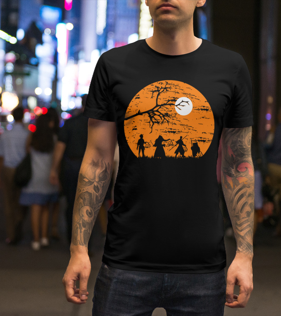Scary Halloween Night Trick Or Treat Silhouettes Moon T-Shirt