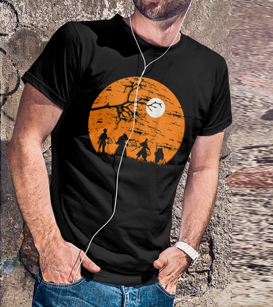 Scary Halloween Night Trick Or Treat Silhouettes Moon T-Shirt