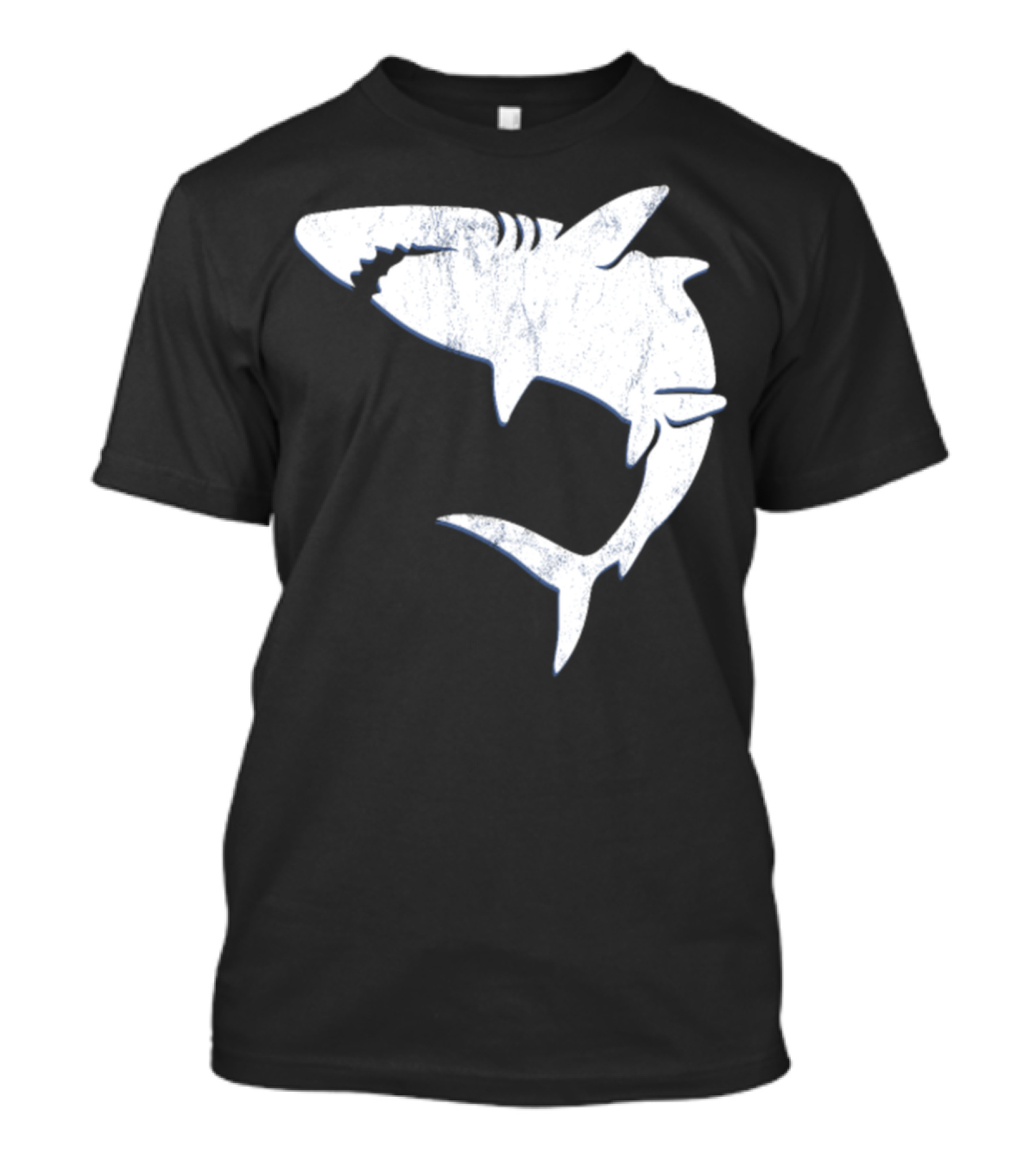 Shark Vintage Distressed Look Retro Style White T-Shirt