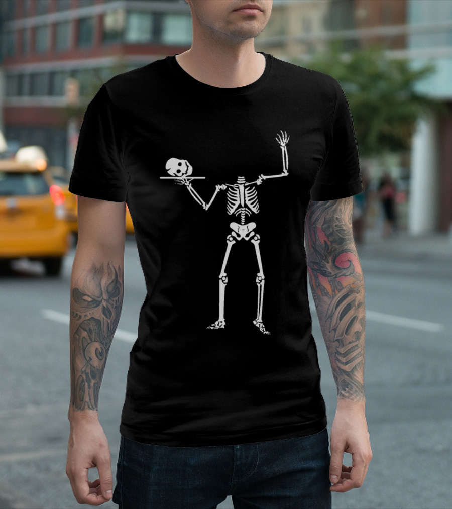 Skelett Skeleton Holding Skull Hamlet Pose T-Shirt