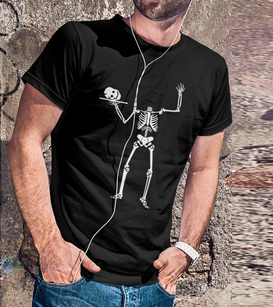 Skelett Skeleton Holding Skull Hamlet Pose T-Shirt