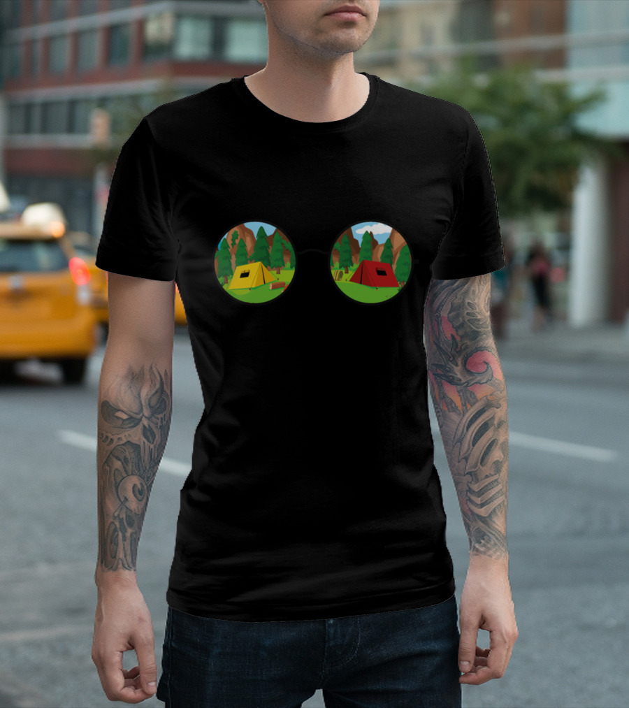 Stay Trippy Little Hippie Glasses Tent Camping Adventure T-Shirt