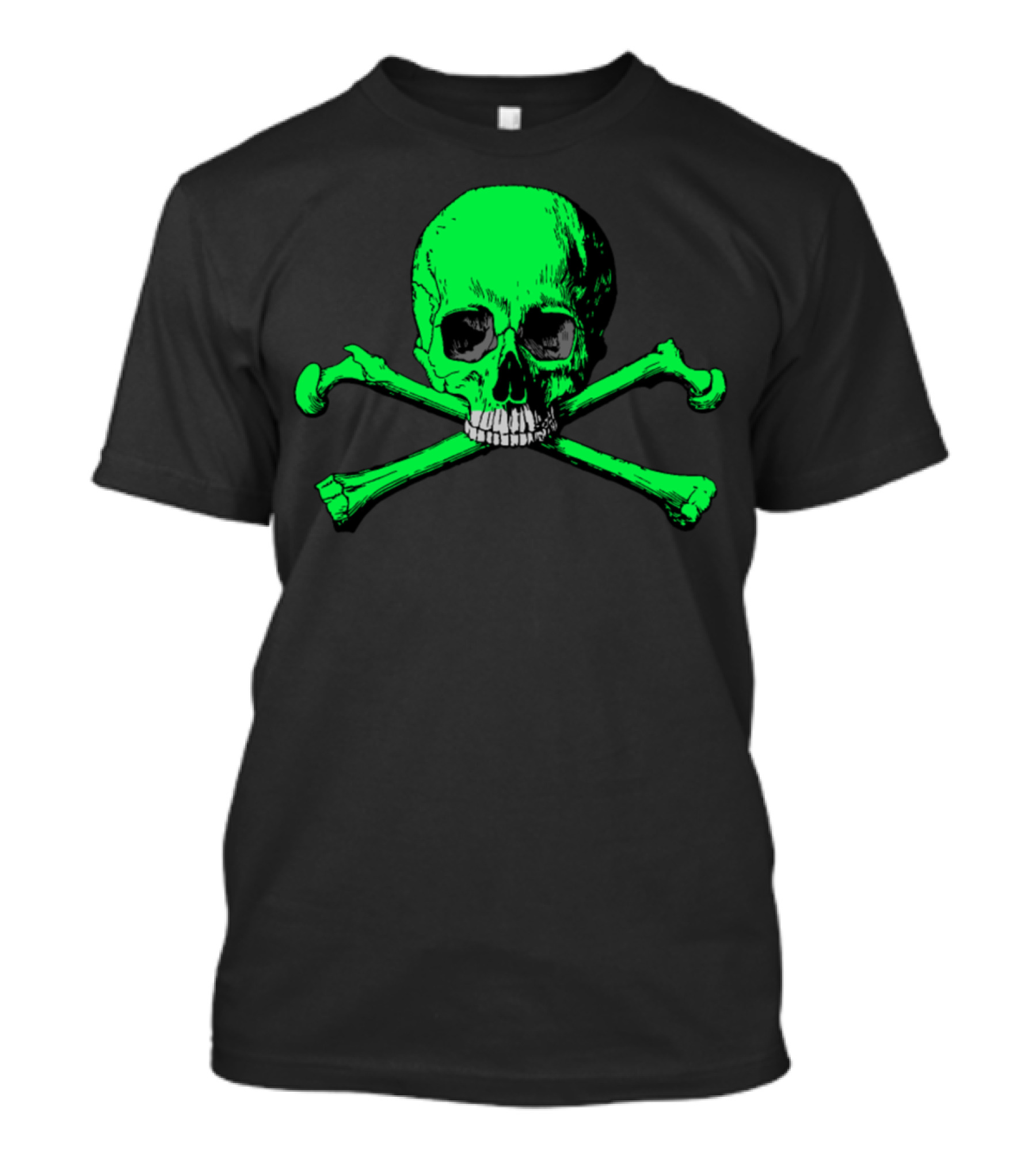 Toxic Green Skull Halloween Horror Crossbones T-Shirt