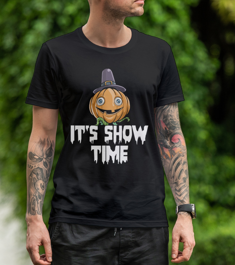 Thanksgiving Pumpkin Witch Hat It's Show Time T-Shirt
