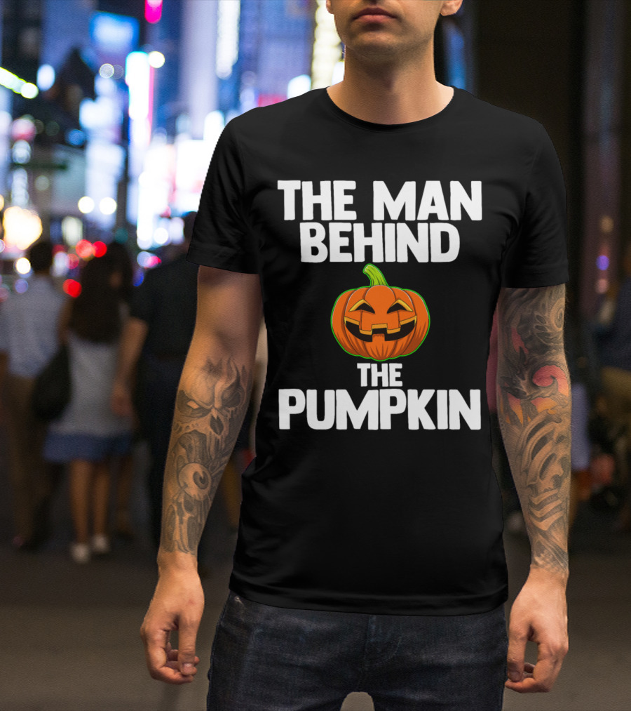 The Man Behind The Pumpkin Halloween Horror Funny Jack-O'-Lantern T-Shirt