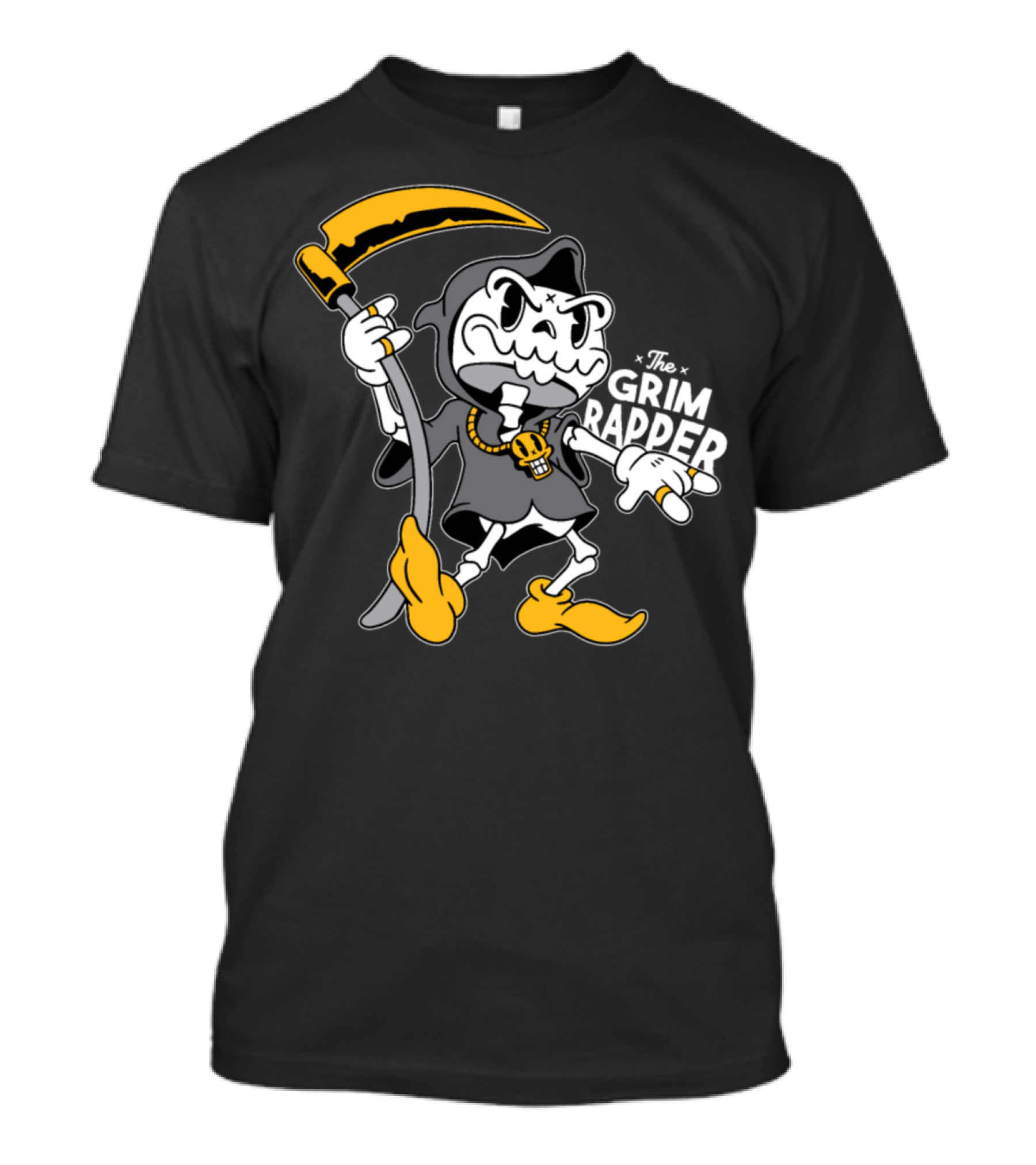 The Grim Reaper Funny The Grim Rapper Skeleton With Scythe And Gold Accessories T-Shirt