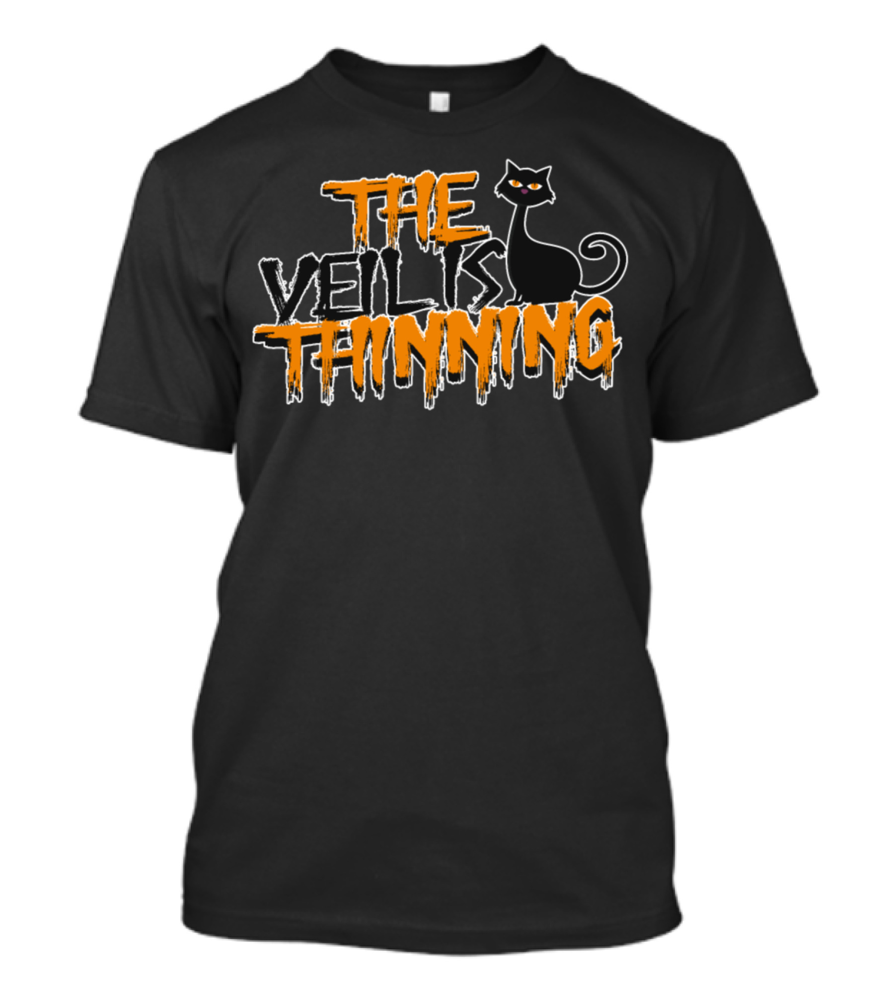 The Veil Is Thinning Halloween Black Cat T-Shirt