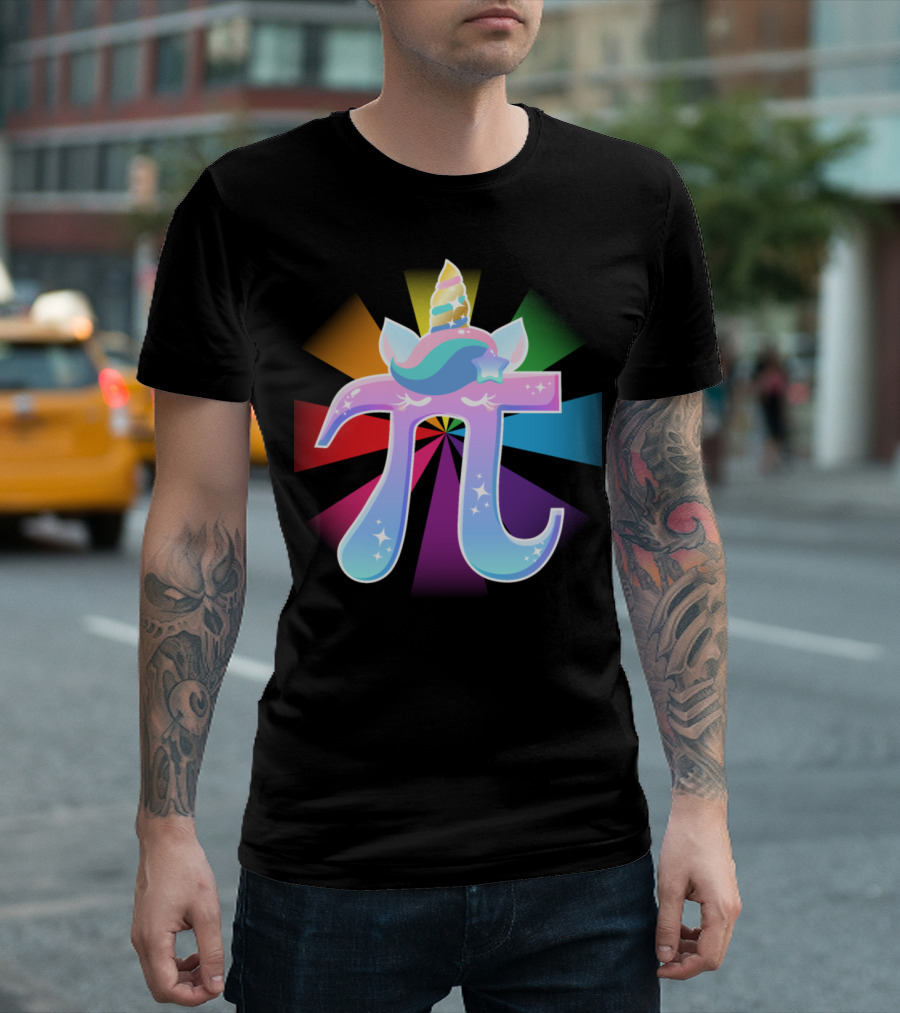 Unicorn Pi Symbol Rainbow Maths Student Teacher T-Shirt