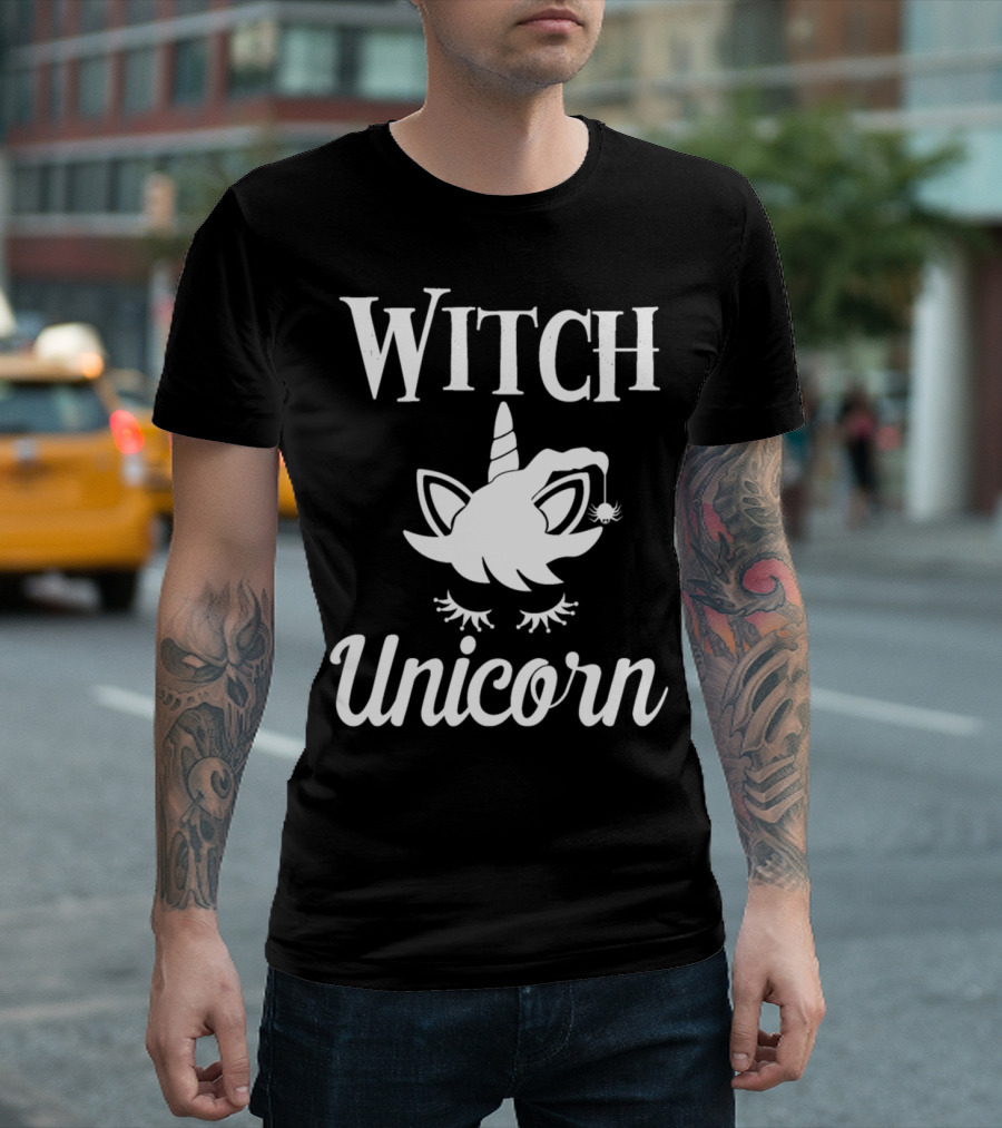 Witch Unicorn with Spider-Capped Horn and Enchanting Eyes T-Shirt