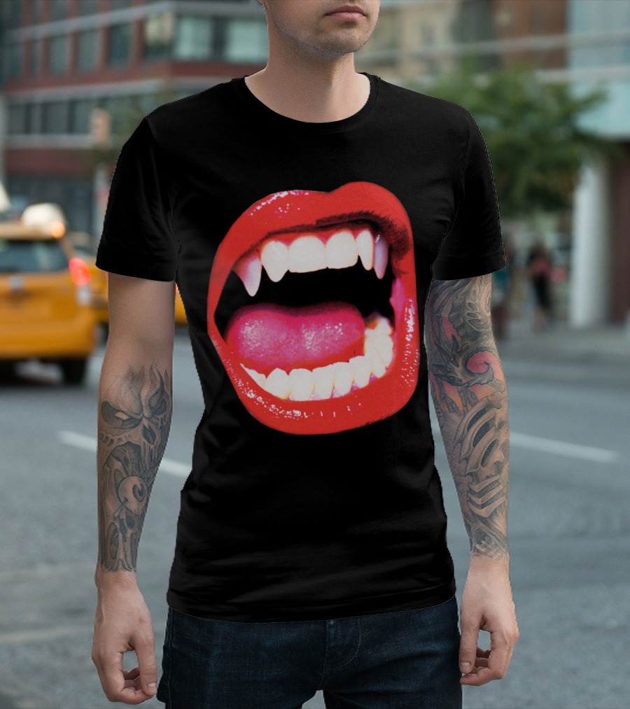 Vampire Fangs Red Lips Open Mouth Iconic T-Shirt