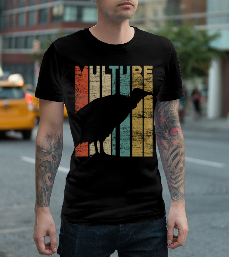 Vulture Africa Vintage Silhouette Retro Stripes T-Shirt