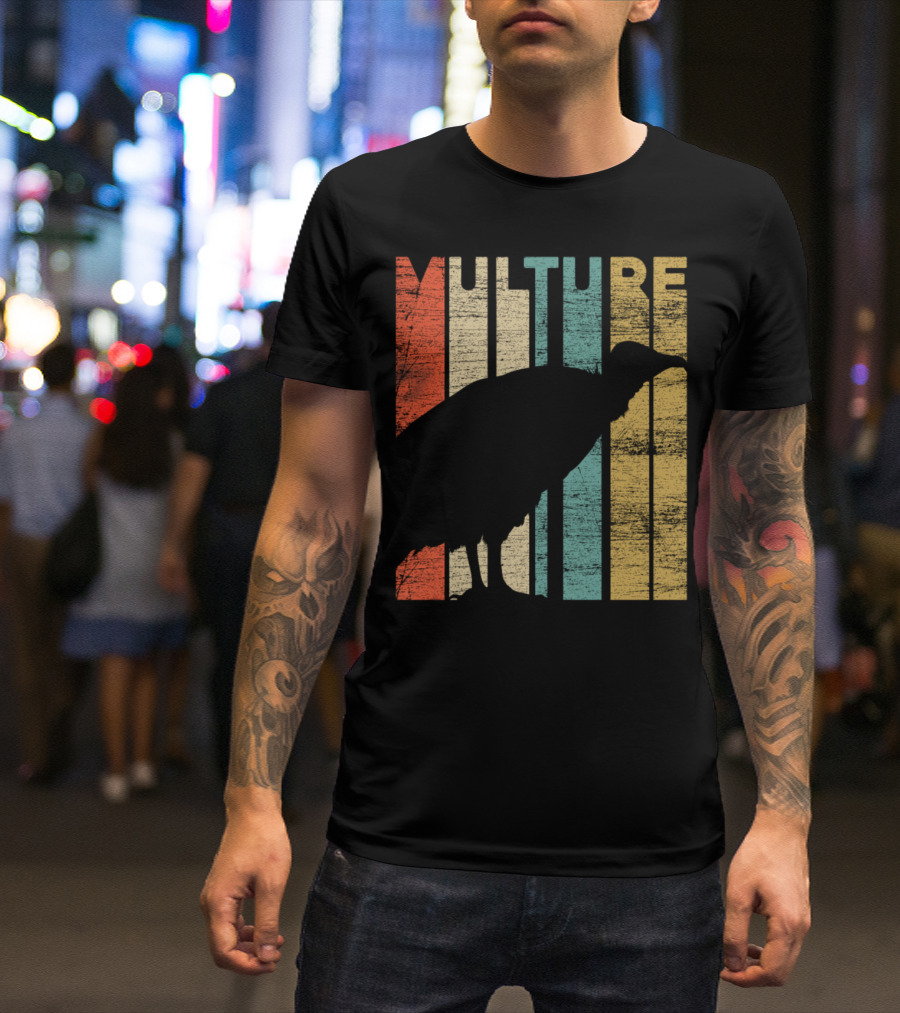 Vulture Africa Vintage Silhouette Retro Stripes T-Shirt