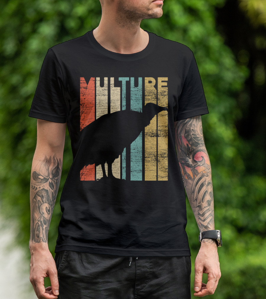 Vulture Africa Vintage Silhouette Retro Stripes T-Shirt