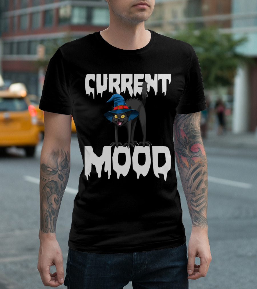 Current Mood Witch Cat Halloween Horror T-Shirt