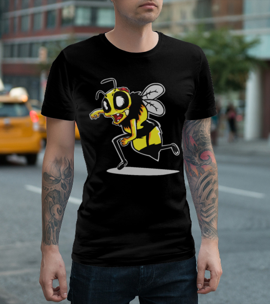 Zombie Bee Undead Chase Cartoon T-Shirt