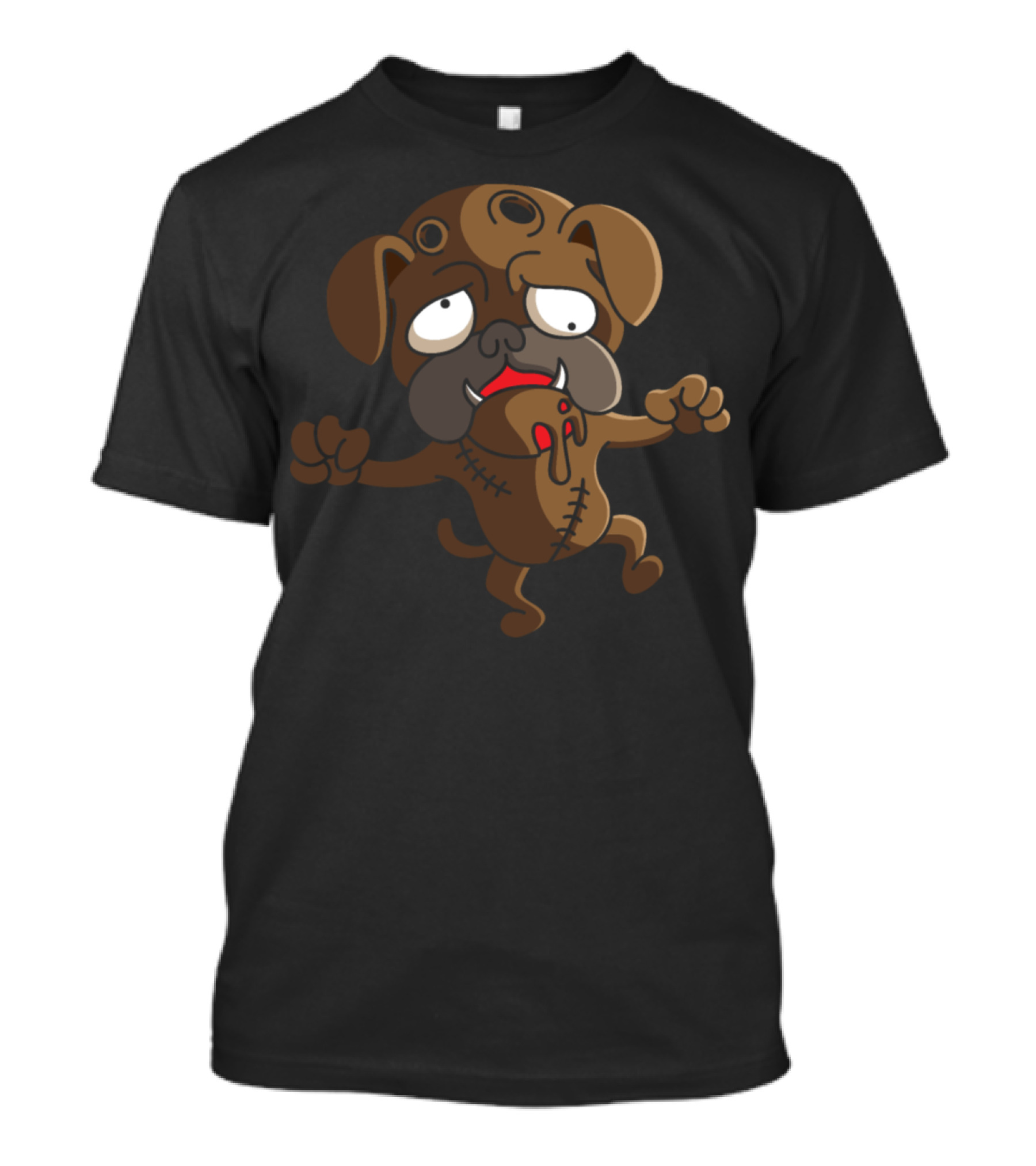 Zombie Dog Halloween Undead Horror Creepy Pug Cartoon T-Shirt