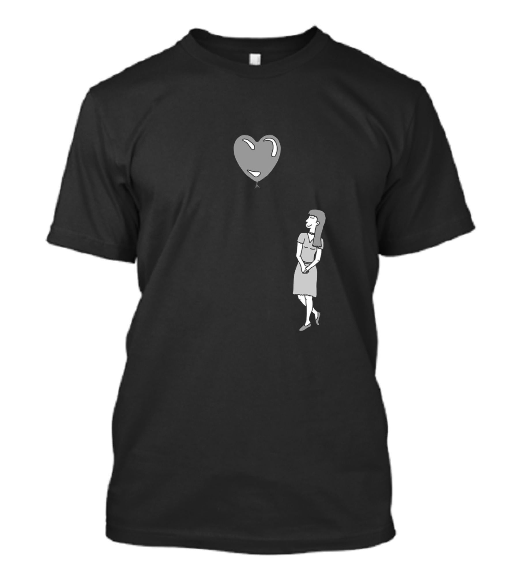 Love Heart Balloon With Woman Looking Up Matching Couples T-Shirt