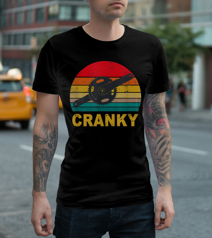 Cranky Bicycle Vintage Cycling Lovers Retro Sunset Gear T-Shirt