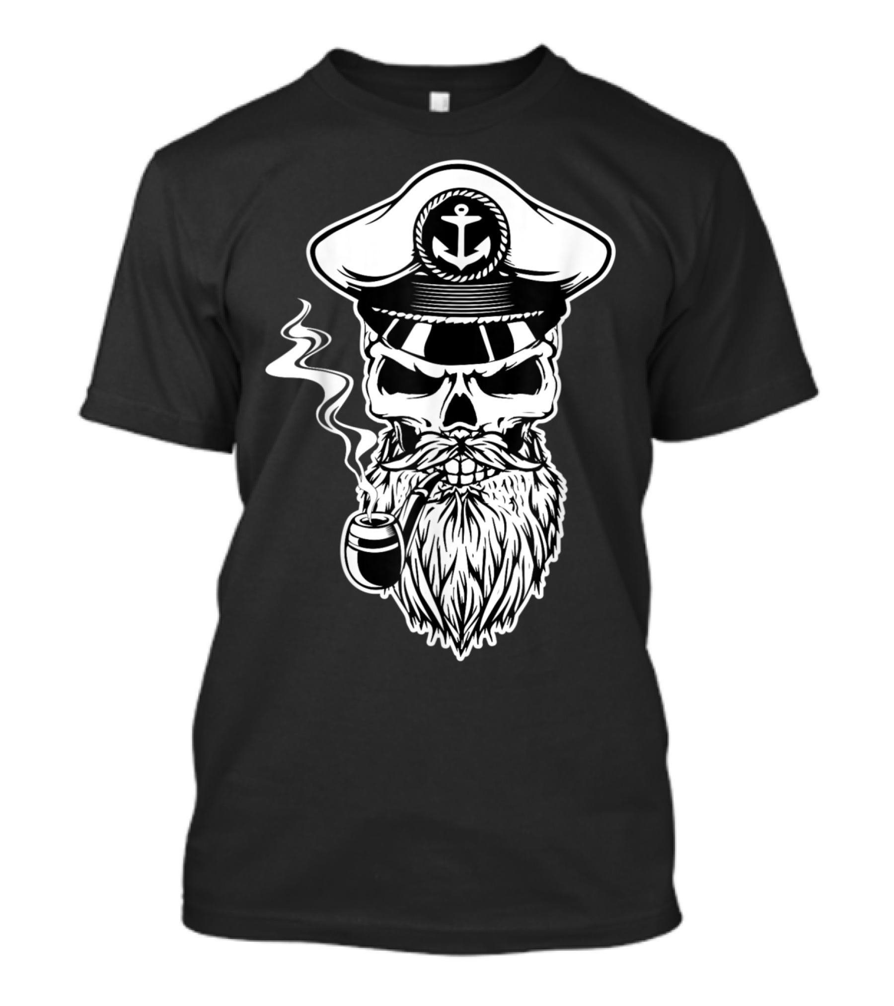 Captain Anchor Skull Beard Smoking Navigator T-Shirt