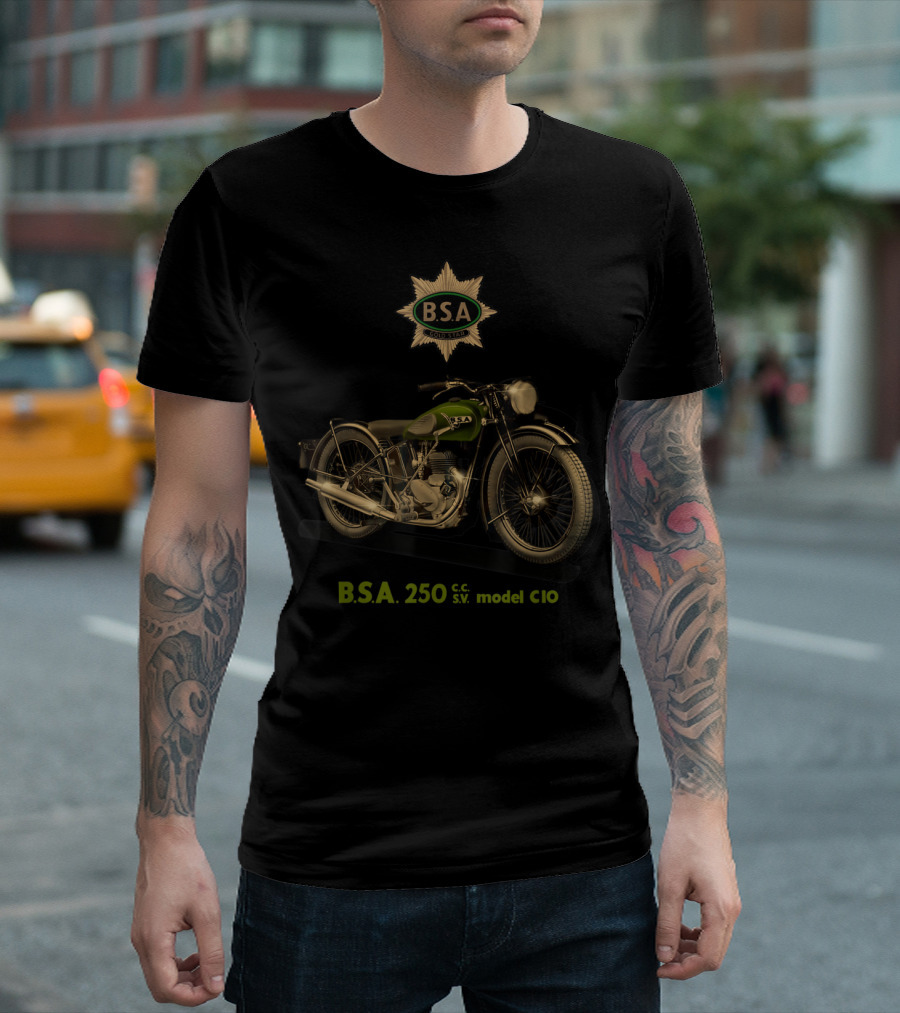 B.S.A. 250 C.C. S.V. Model C10 Vintage Motorcycle T-Shirt