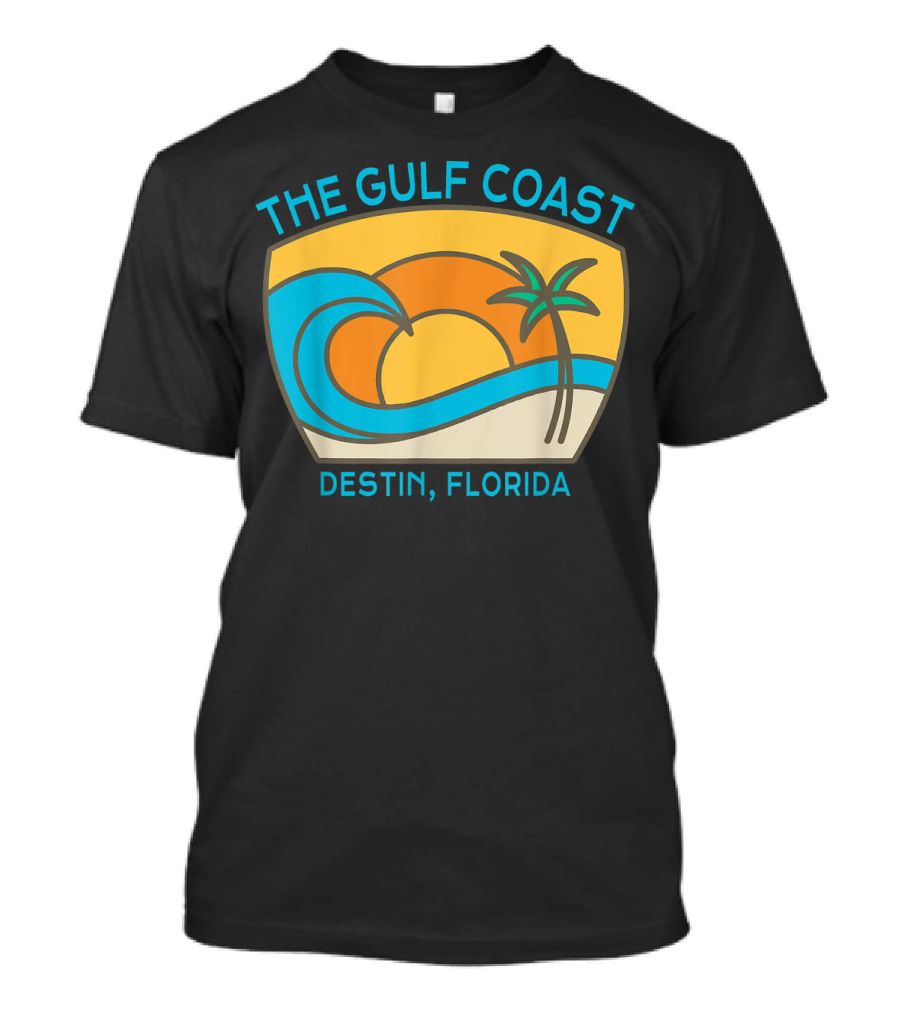 The Gulf Coast Destin Florida Sunset Wave And Palm Tree T-Shirt