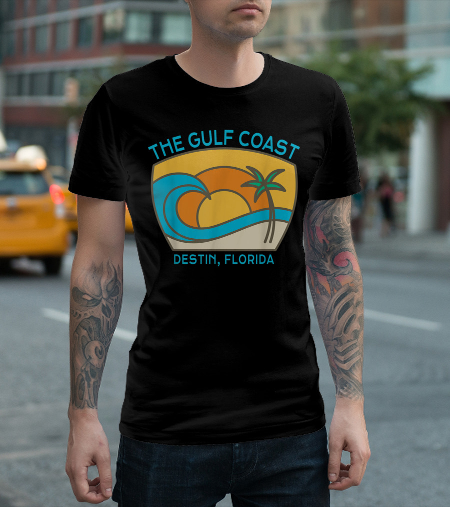 The Gulf Coast Destin Florida Sunset Wave And Palm Tree T-Shirt