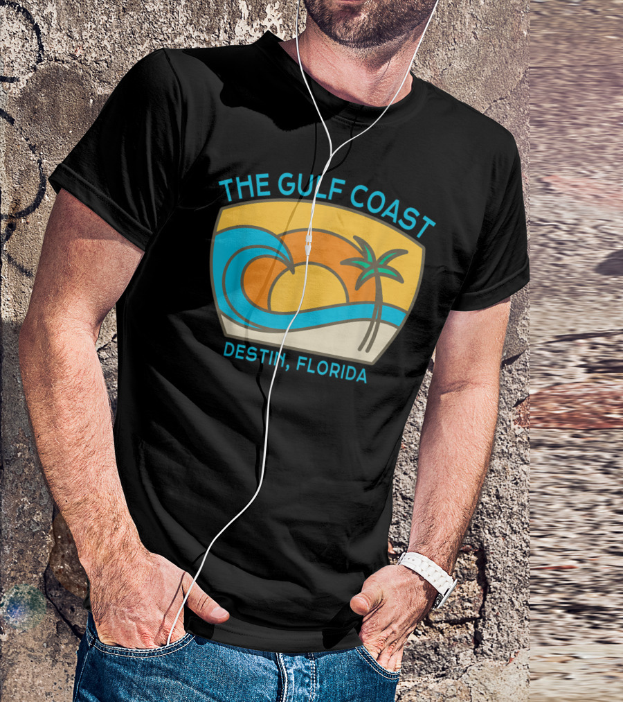 The Gulf Coast Destin Florida Sunset Wave And Palm Tree T-Shirt