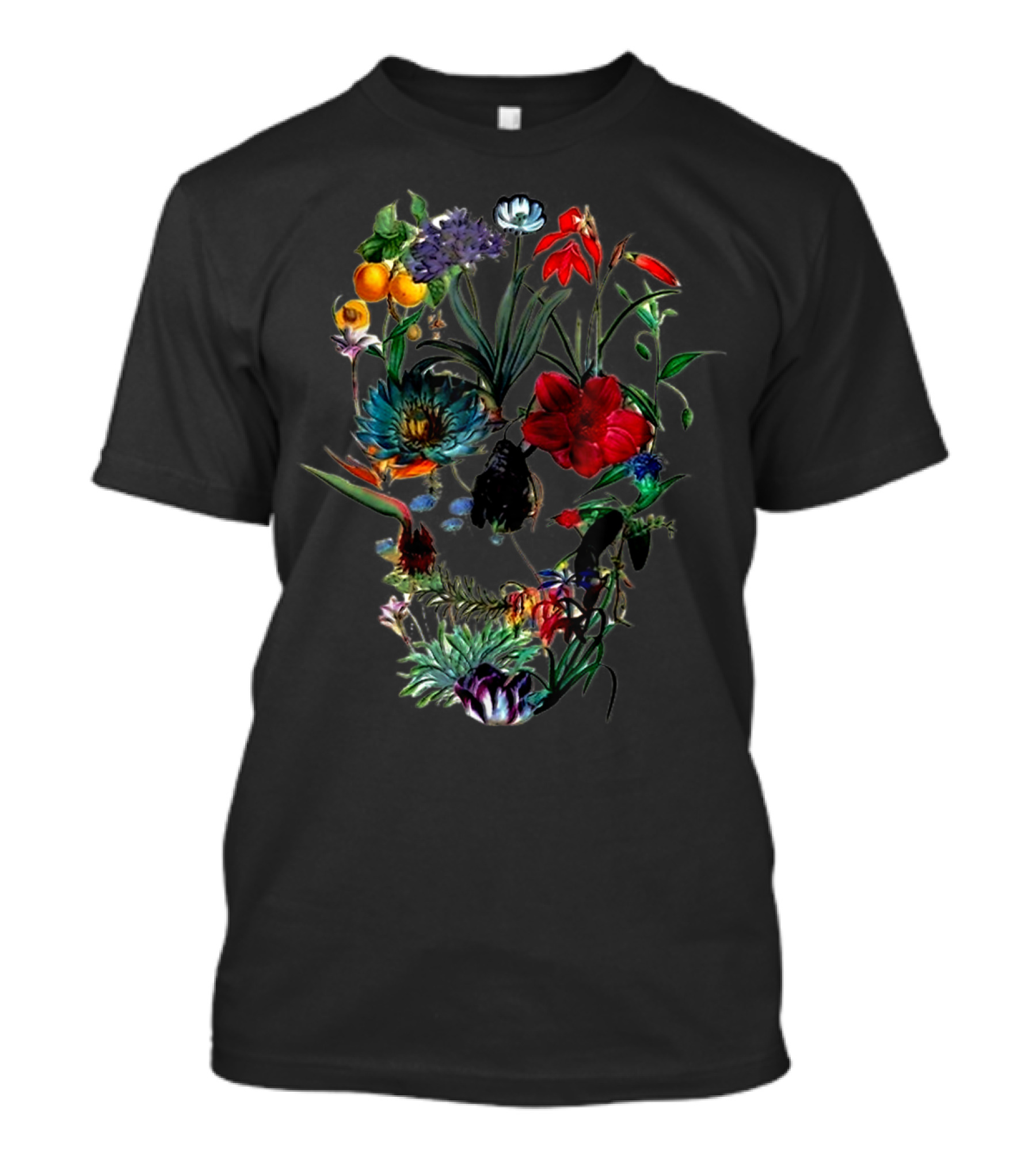 Flower Tree Skull Floral Skull Nature T-Shirt