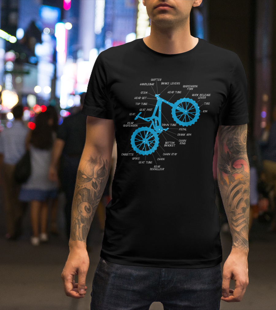 Fully MTB Anatomy Bicycle Parts Diagram T-Shirt