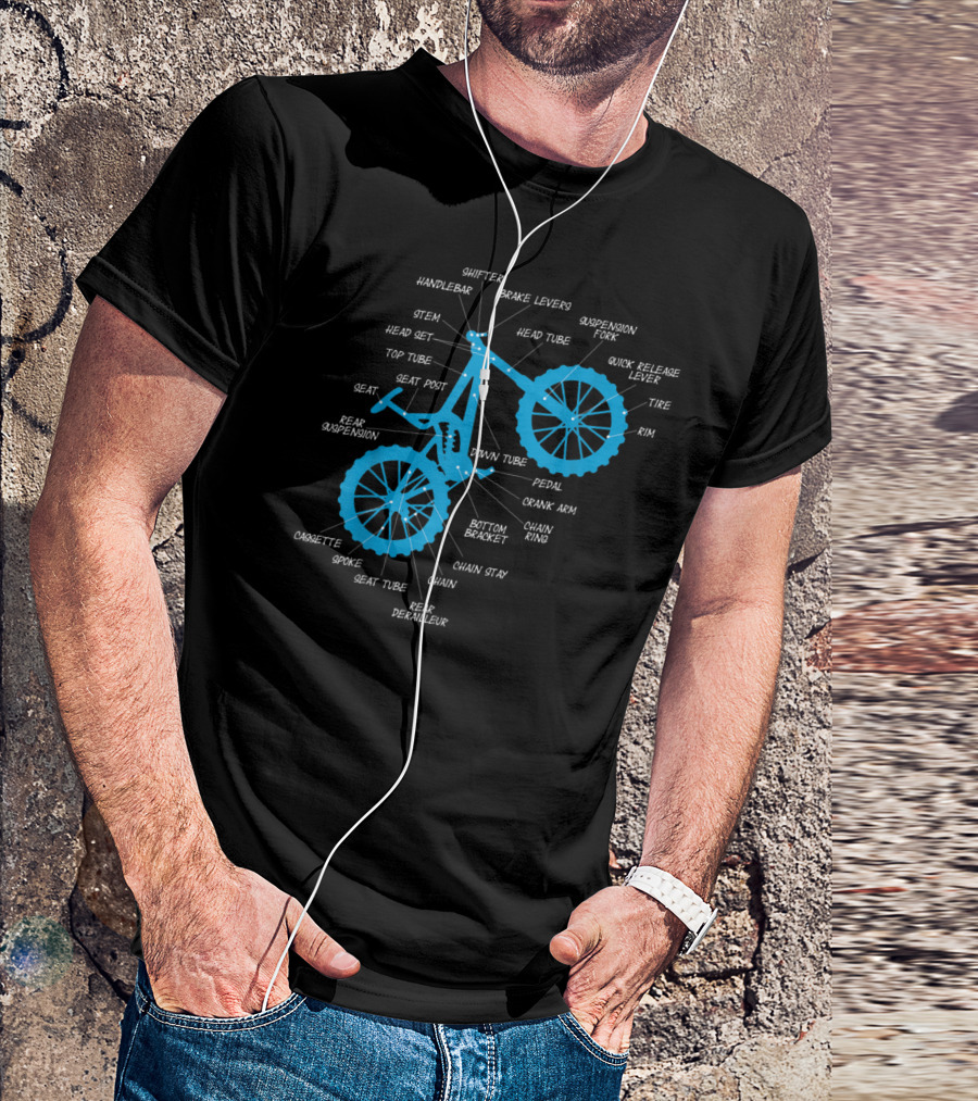Fully MTB Anatomy Bicycle Parts Diagram T-Shirt