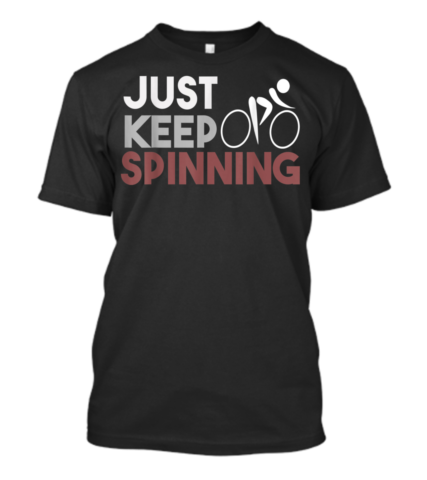 Just Keep Spinning Bike Icon Spin Class Workout T-Shirt