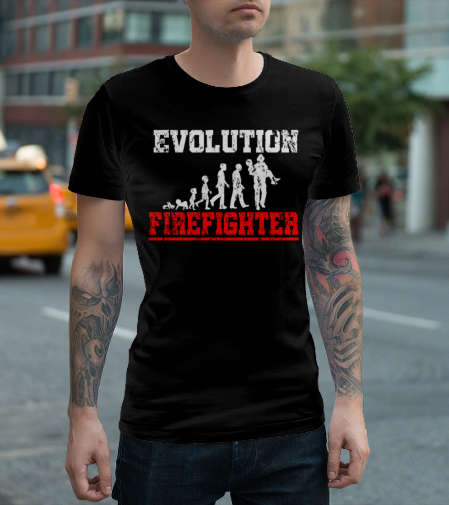 Evolution Firefighter Hero Lifesaver Man T-Shirt