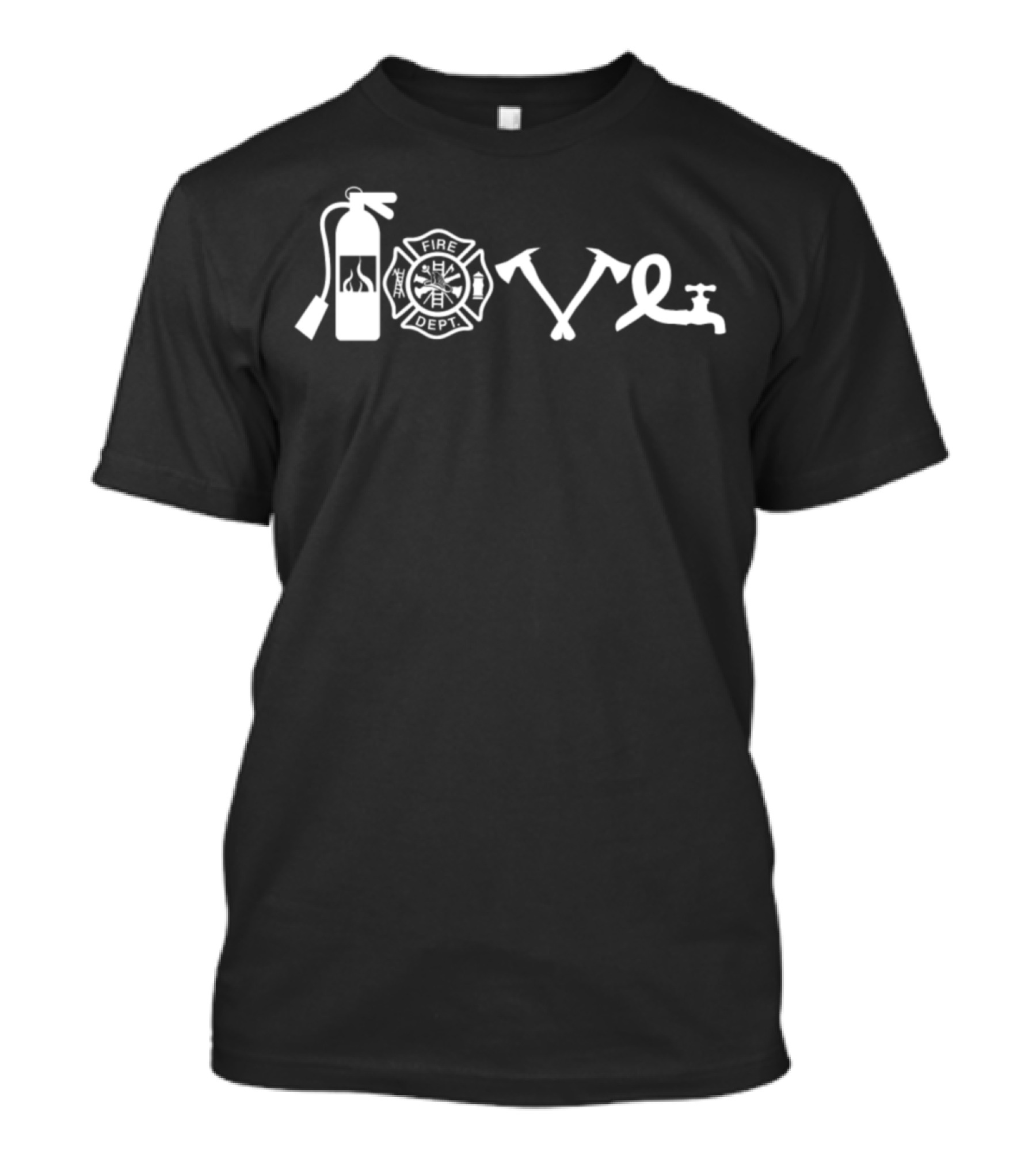 Love Firefighter Fire Dept Symbol Icons T-Shirt