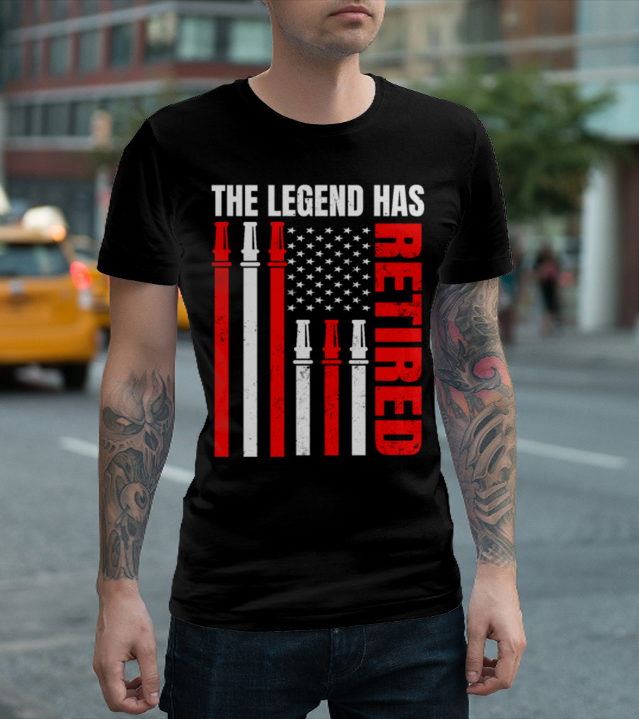 The Legend Has Retired Firefighter US Flag T-Shirt