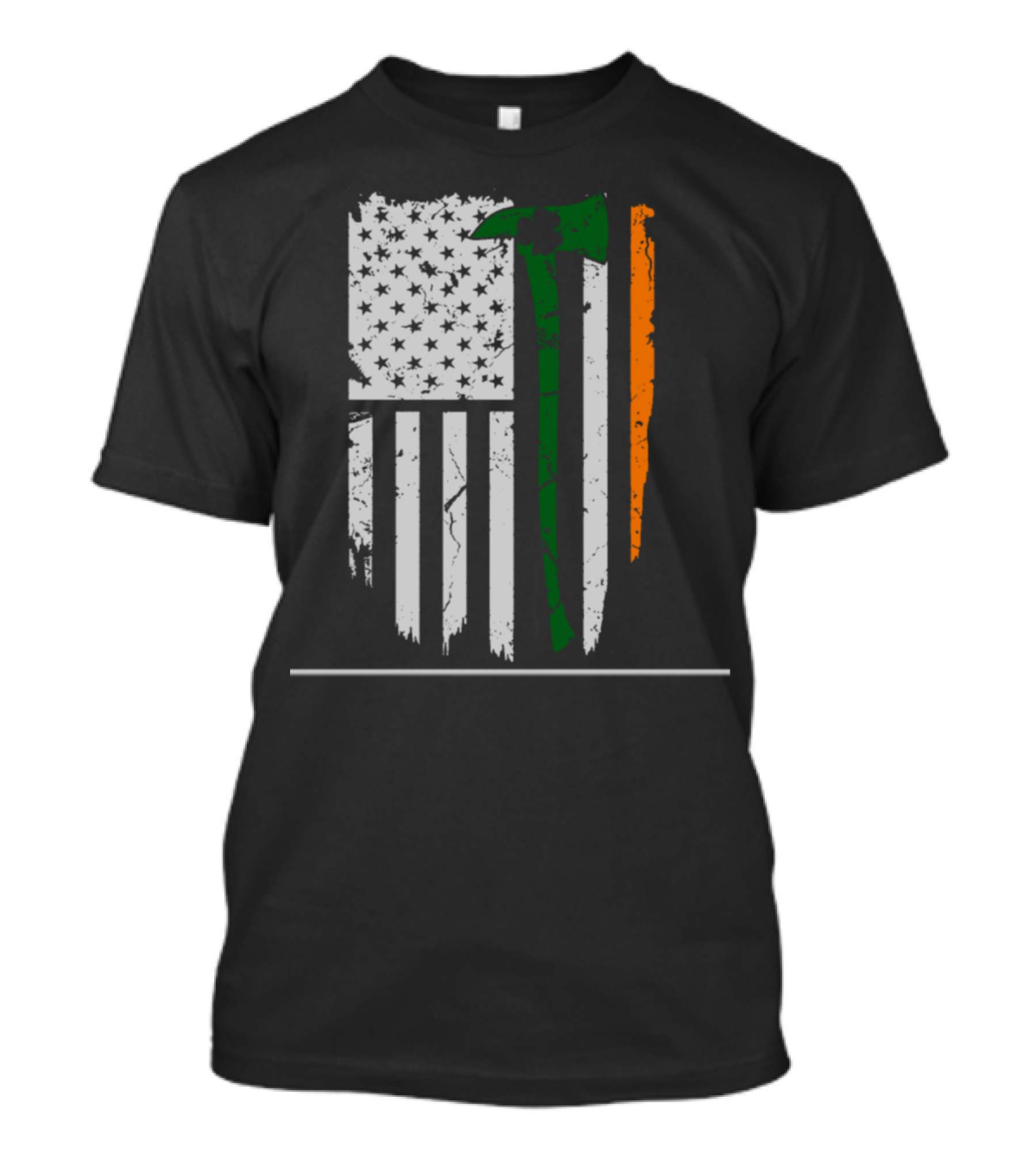 St. Patrick's Day Irish American Flag Firefighter Axe T-Shirt