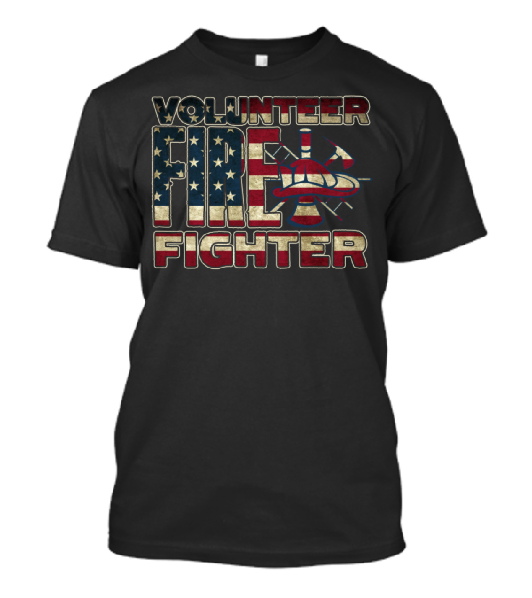 Volunteer Firefighter American Flag Helmet Axe T-Shirt