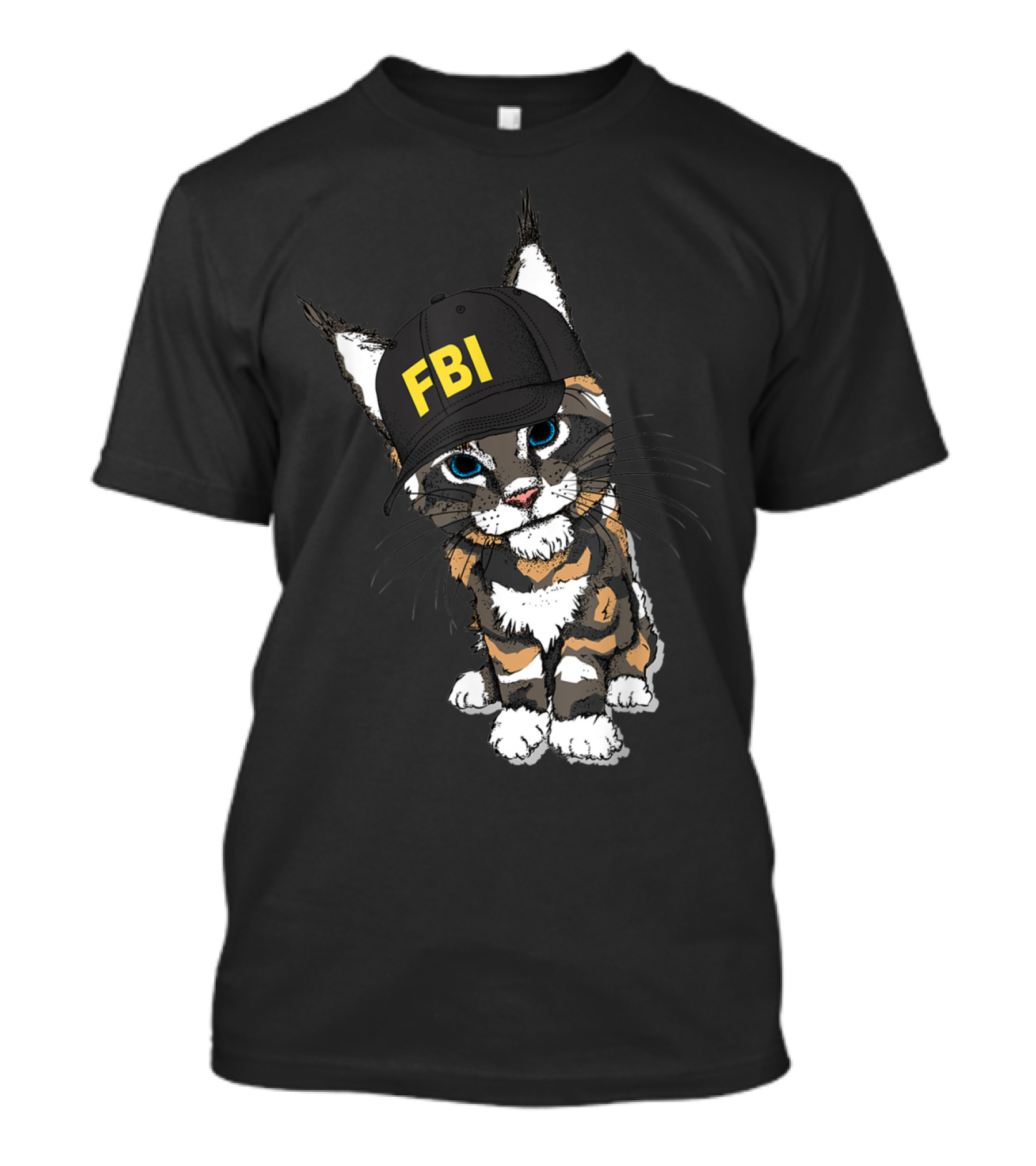 Cat Wearing FBI Cap With Playful Expression T-Shirt