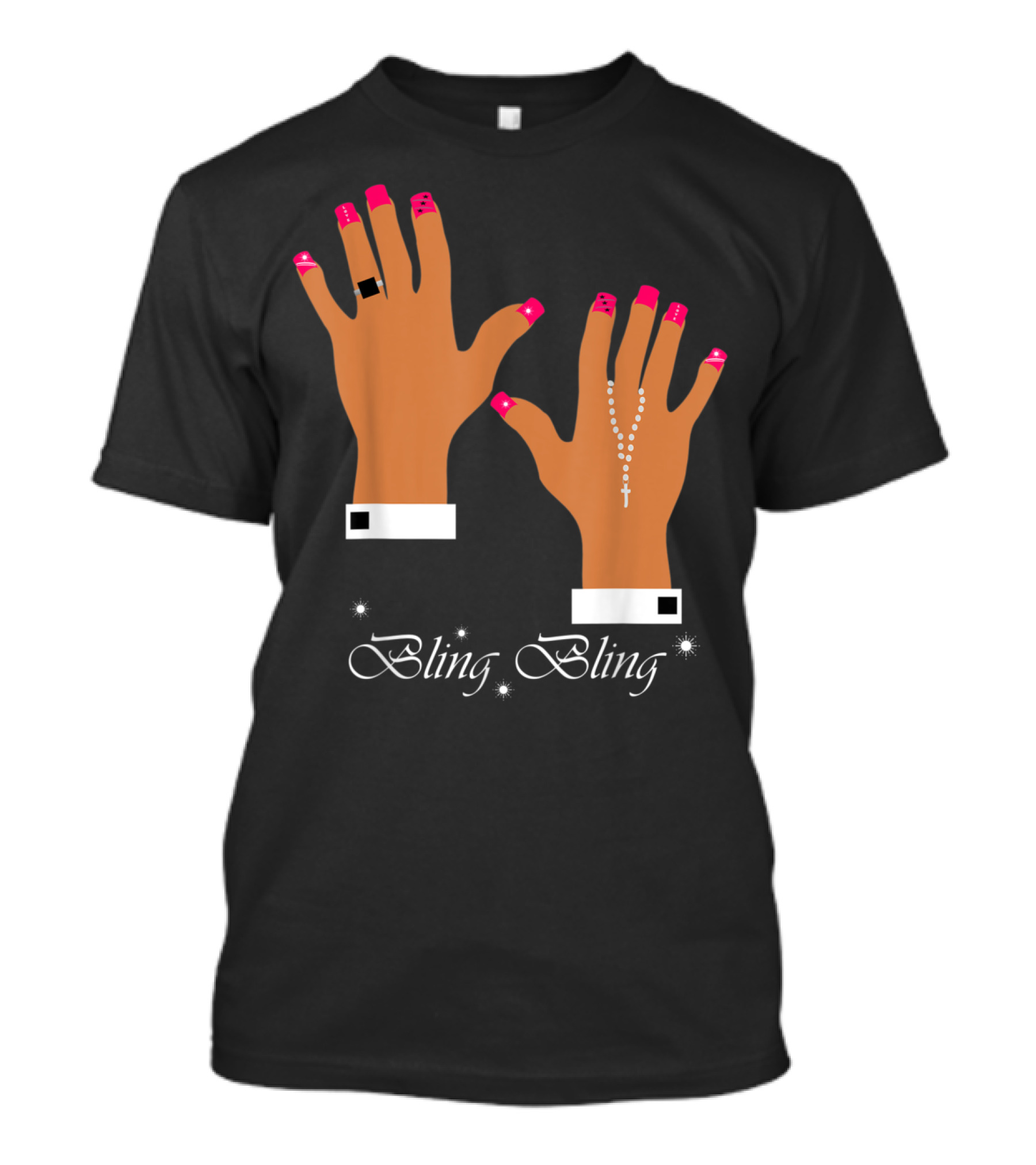 Bling Bling Pink Nail Polish Manicures Acrylic Nails Nail T-Shirt