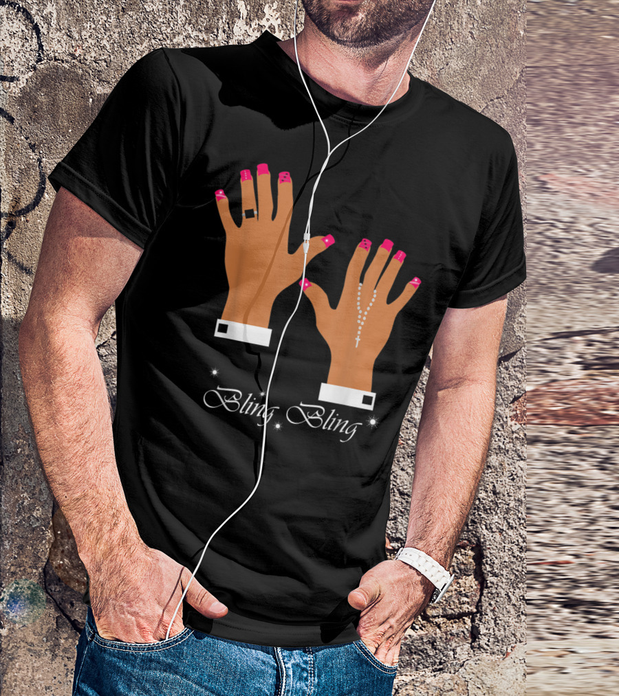 Bling Bling Pink Nail Polish Manicures Acrylic Nails Nail T-Shirt