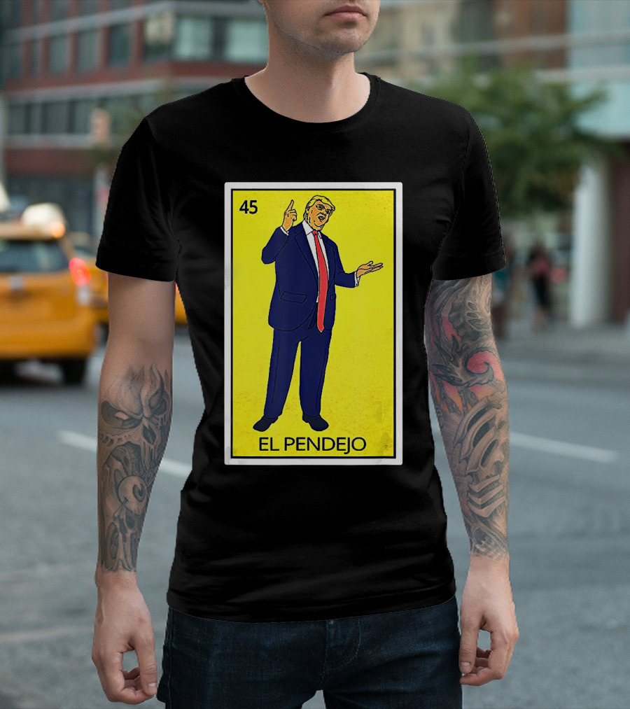 Donald Trump El Pendejo 45 Yellow Background T-Shirt