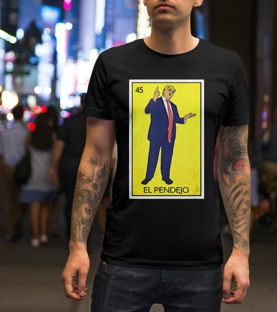 Donald Trump El Pendejo 45 Yellow Background T-Shirt