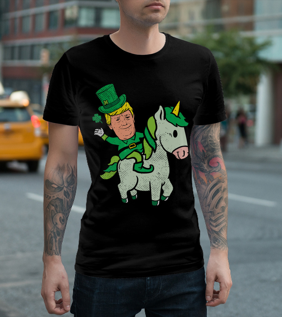 Donald Trump Leprechaun Riding Magical Unicorn T-Shirt