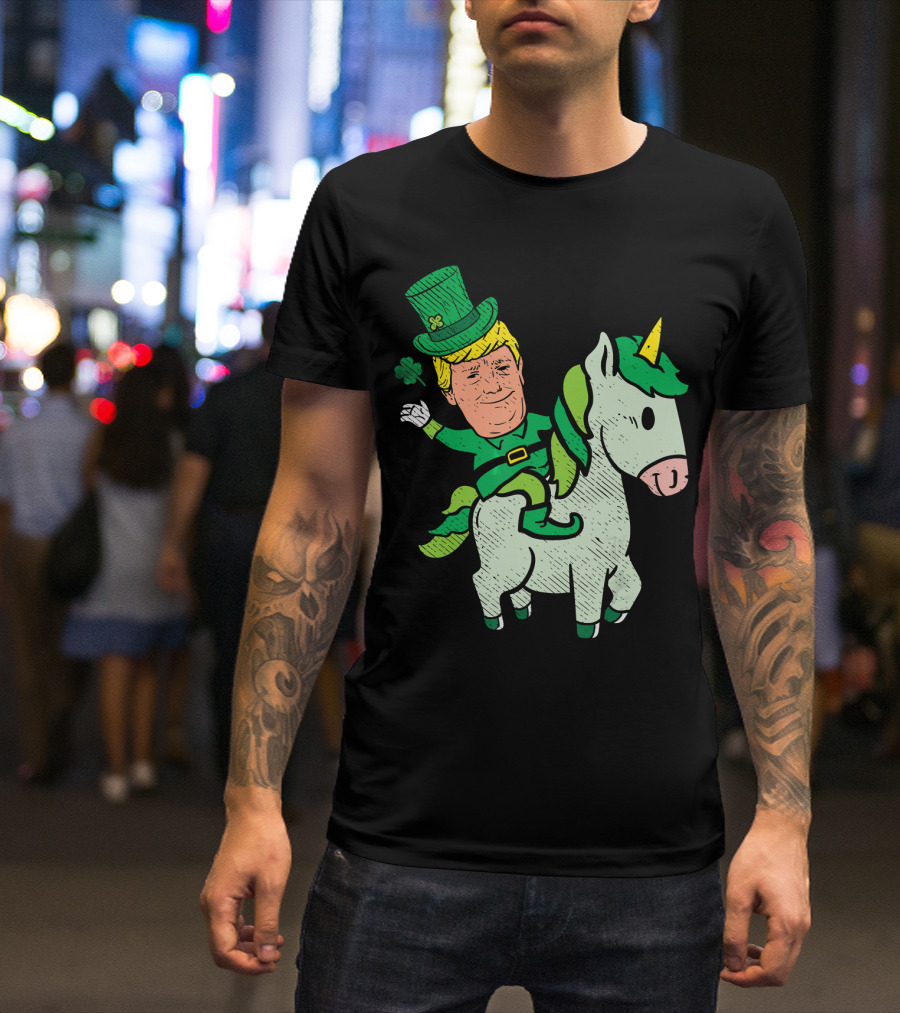 Donald Trump Leprechaun Riding Magical Unicorn T-Shirt