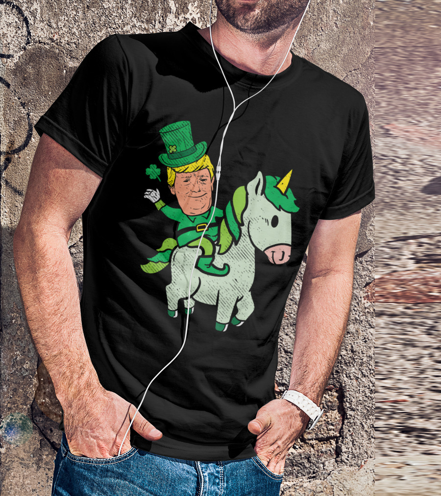 Donald Trump Leprechaun Riding Magical Unicorn T-Shirt