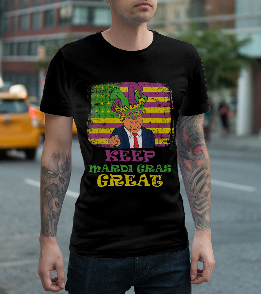 Keep Mardi Gras Great Jester Hat USA Flag T-Shirt