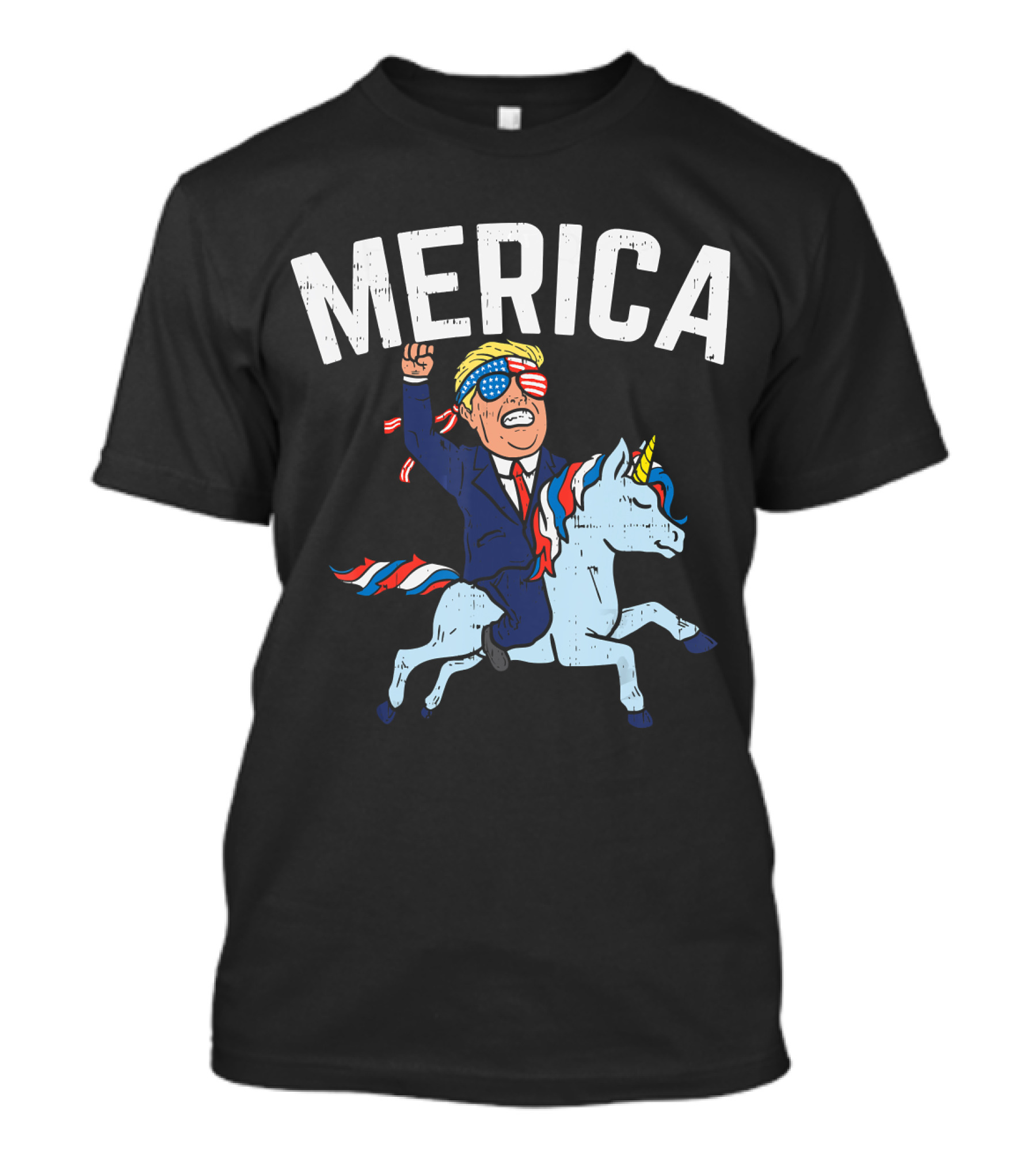 Merica Trump Riding Unicorn Funny Reelect Vote T-Shirt