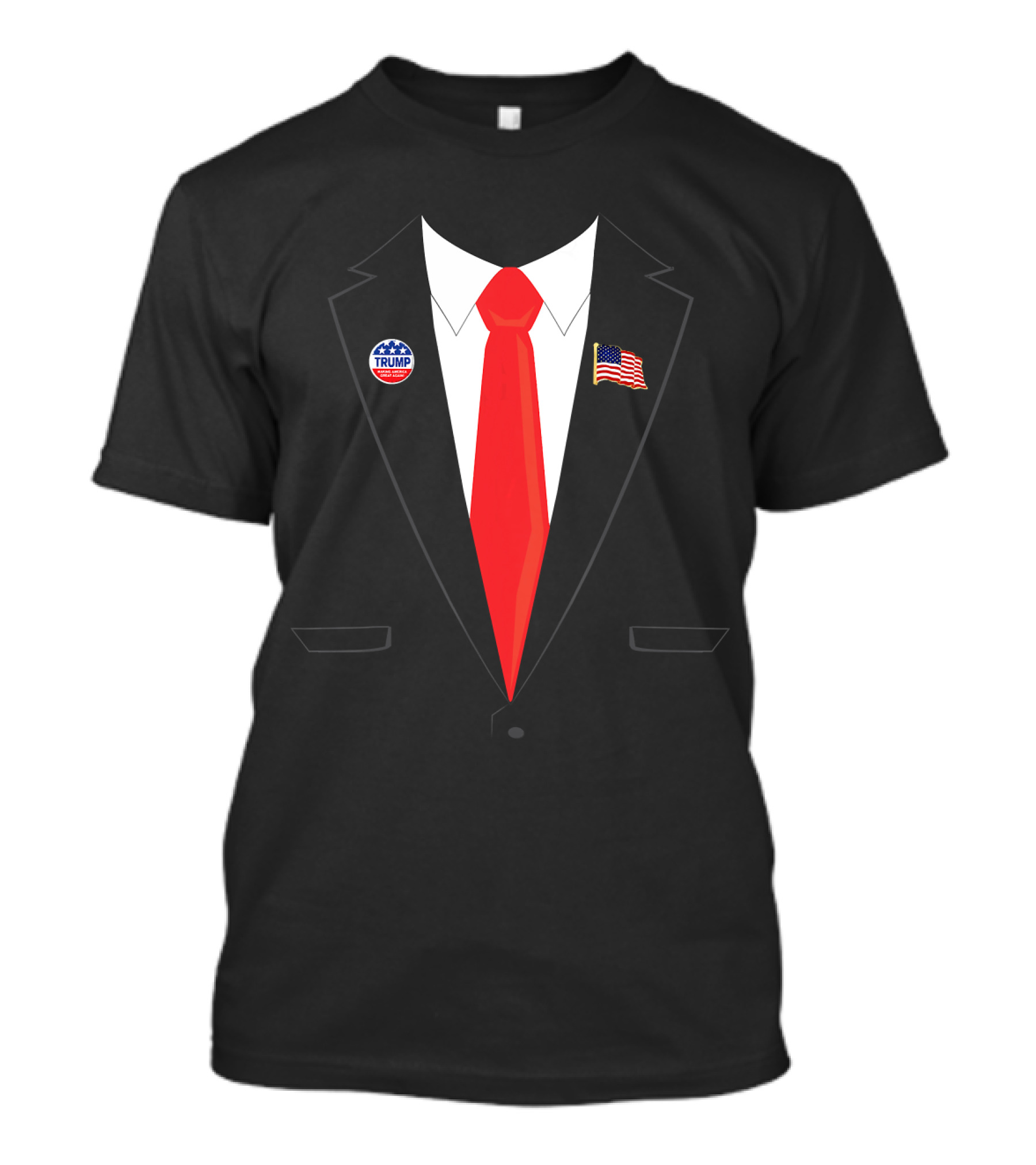 Tuxedo Suit American Flag Pin Trump Presidents Day T-Shirt