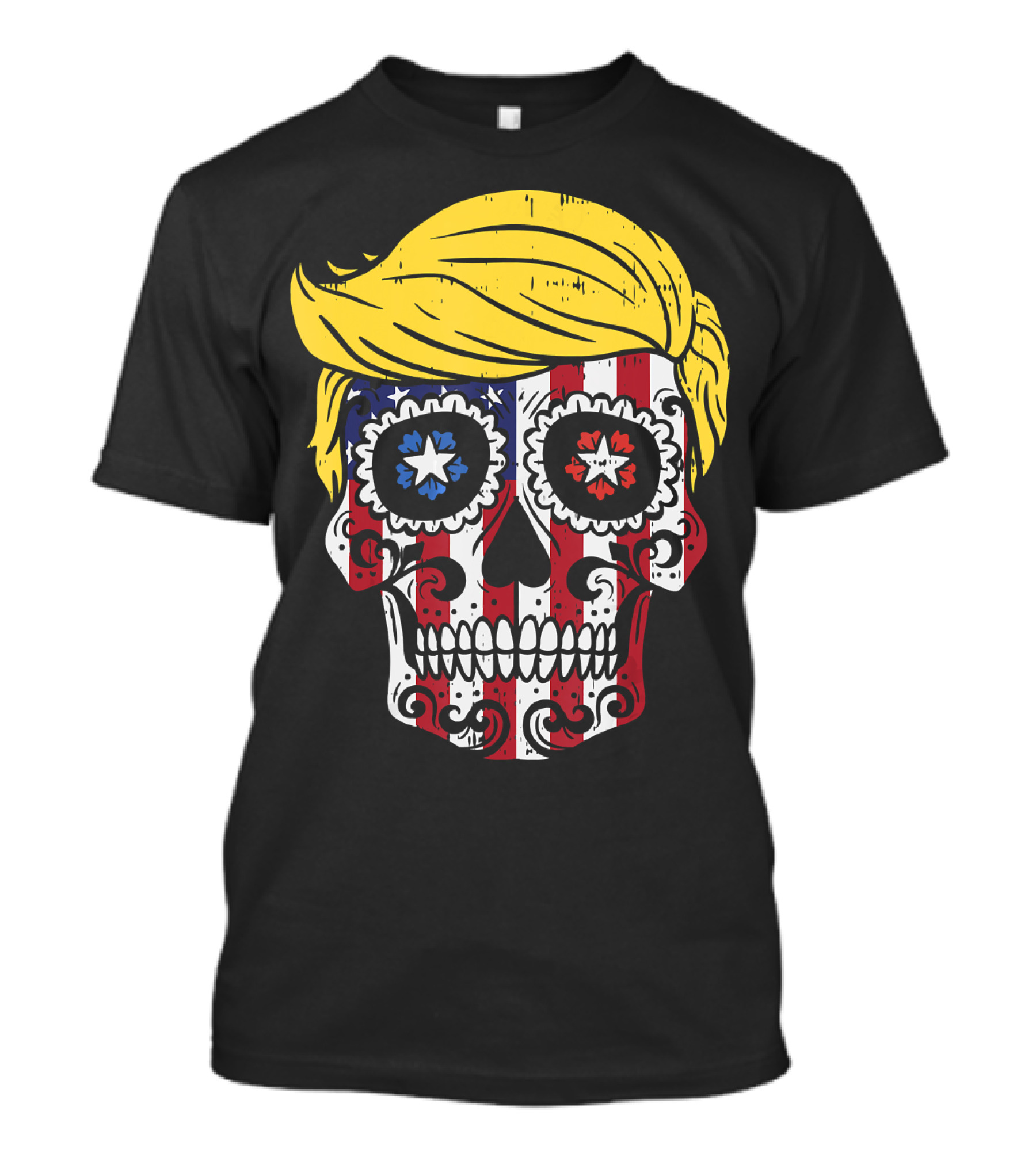 Trump Sugar Skull USA Flag Reelect Pro Vote T-Shirt