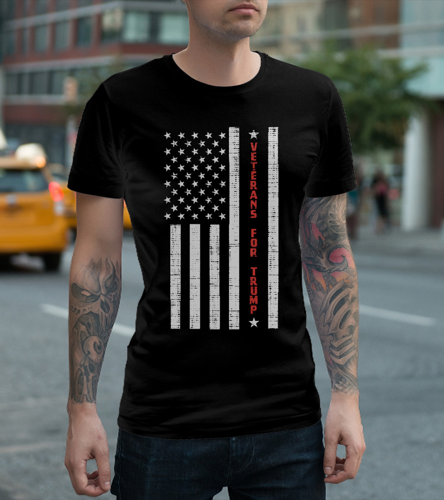 Veterans For Trump USA Flag Reelect Pro Vote T-Shirt